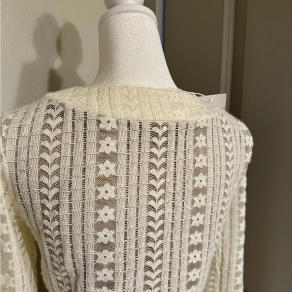 Emory Park Women's size small knit pointelle Cropped corset like cardigan - Picture 5 of 6